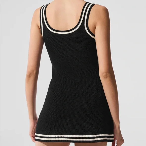 ALO Tennis Club Sweater Knit Dress (Black/Ivory) - Picture 3 of 3